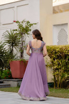 Teeya Creation Lavender Color Vichitra Silk Designer Party Wear long Gown - Distacart