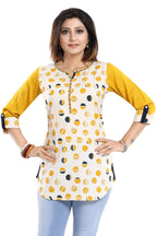 Snehal Creations Cotton Printed Apple-Cut Short Tunic - Distacart