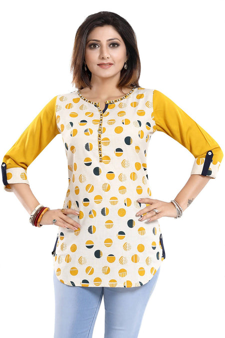 Snehal Creations Cotton Printed Apple-Cut Short Tunic