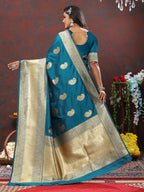 Lorenvalley Fashion Rama Soft Silk Woven Design Gold Zari Weaving Saree