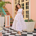 The52 Women's Gorgeous Thread work Cotton Rayon Fabric Flared Dress - Distacart