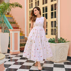 The52 Women's Gorgeous Thread work Cotton Rayon Fabric Flared Dress - Distacart