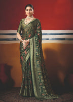 Joban Fashion Bottle Green Dull Moss Brasso Saree - Distacart