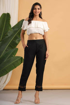 Juniper Women Black Rayon Solid Slim Fit Pant/Slim Pant - Distacart