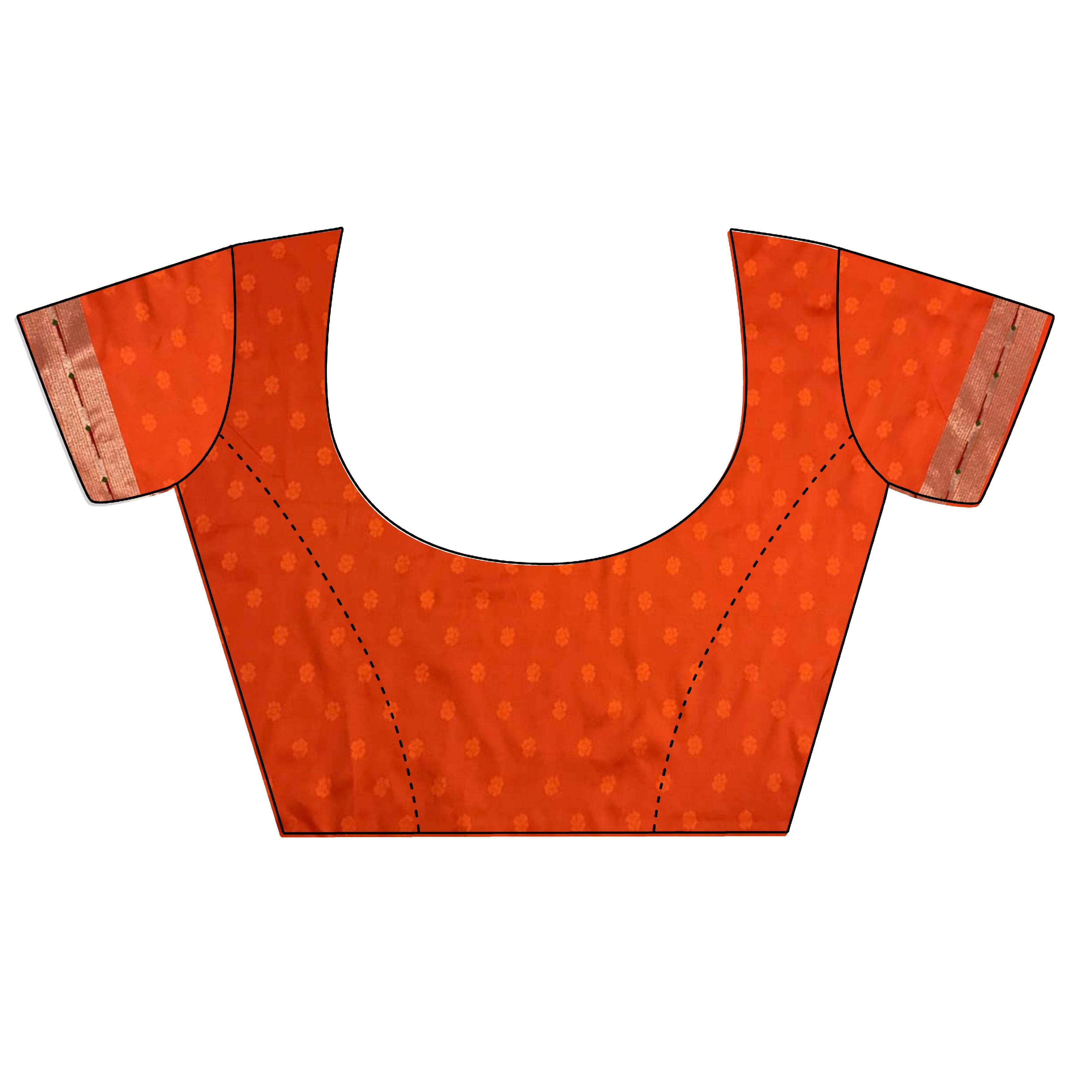 Joban Fashion Orange Peacock & Floral Motifs Soft Silk Kanchipuram Saree - Distacart