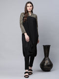 Ahalyaa Womens Black Crepe Rubber Print Cowl Style Kurta - Distacart