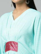 Ahalyaa Womens Blue Rayon Printed Kaftan - Distacart