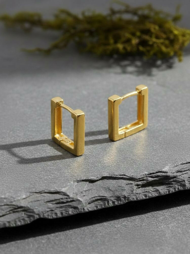 NVR Men's Gold Plated Geomatric Shaped Hoop Earrings - Distacart