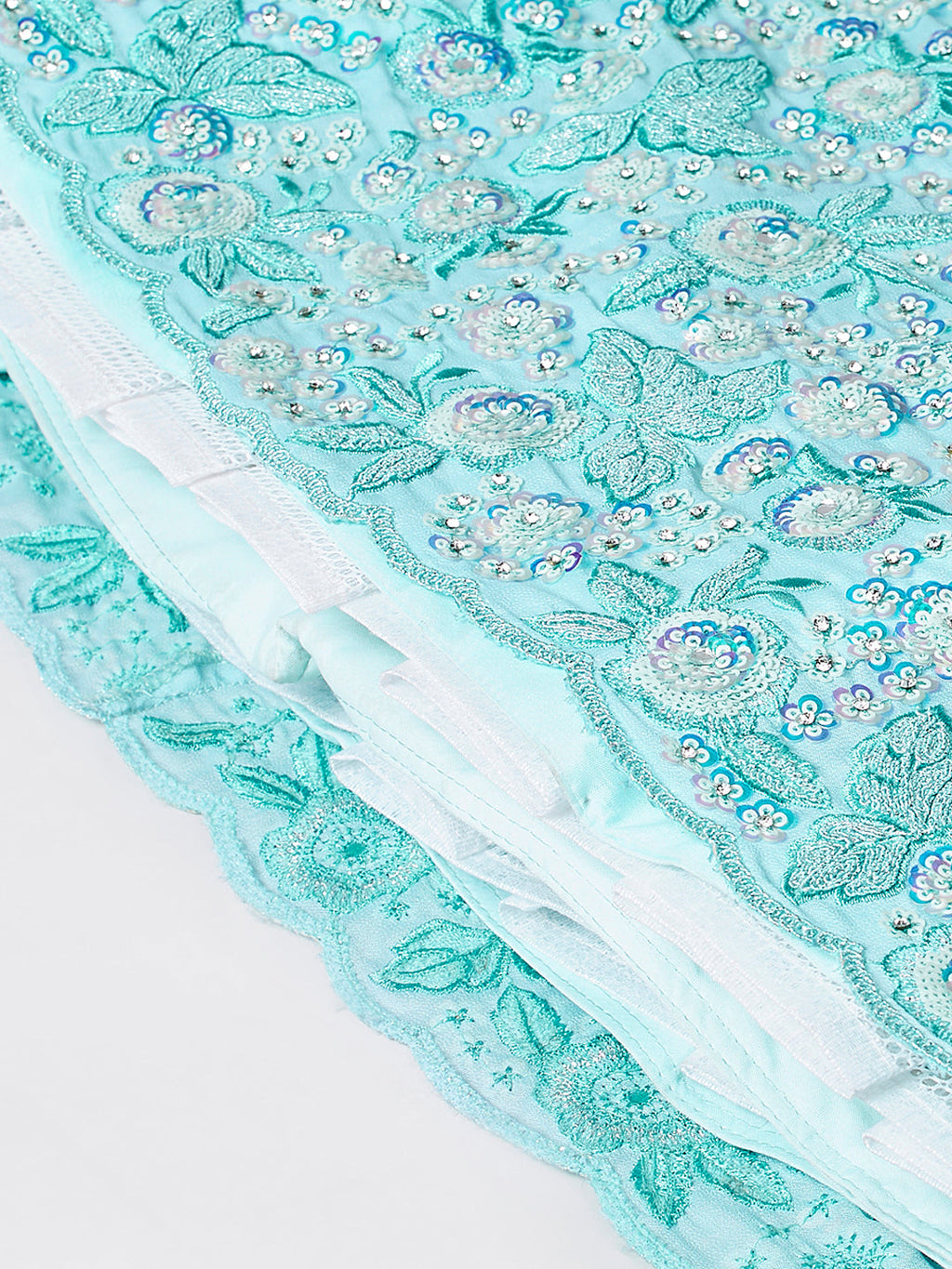 House of Panchhi Turquoise Blue Georgette Sequinse Embroidery Lehenga Choli & Dupatta