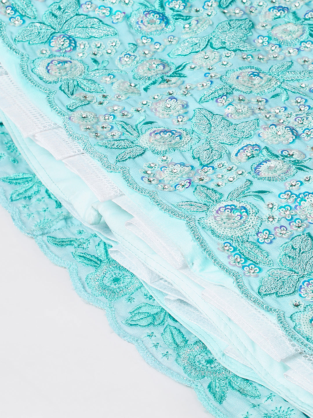 House of Panchhi Turquoise Blue Georgette Sequinse Embroidery Lehenga Choli & Dupatta