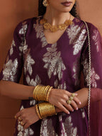 trueBrowns Purple Metallic Sharara Dupatta Set - Distacart