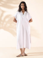 trueBrowns White Cotton Oversized Dress - Distacart