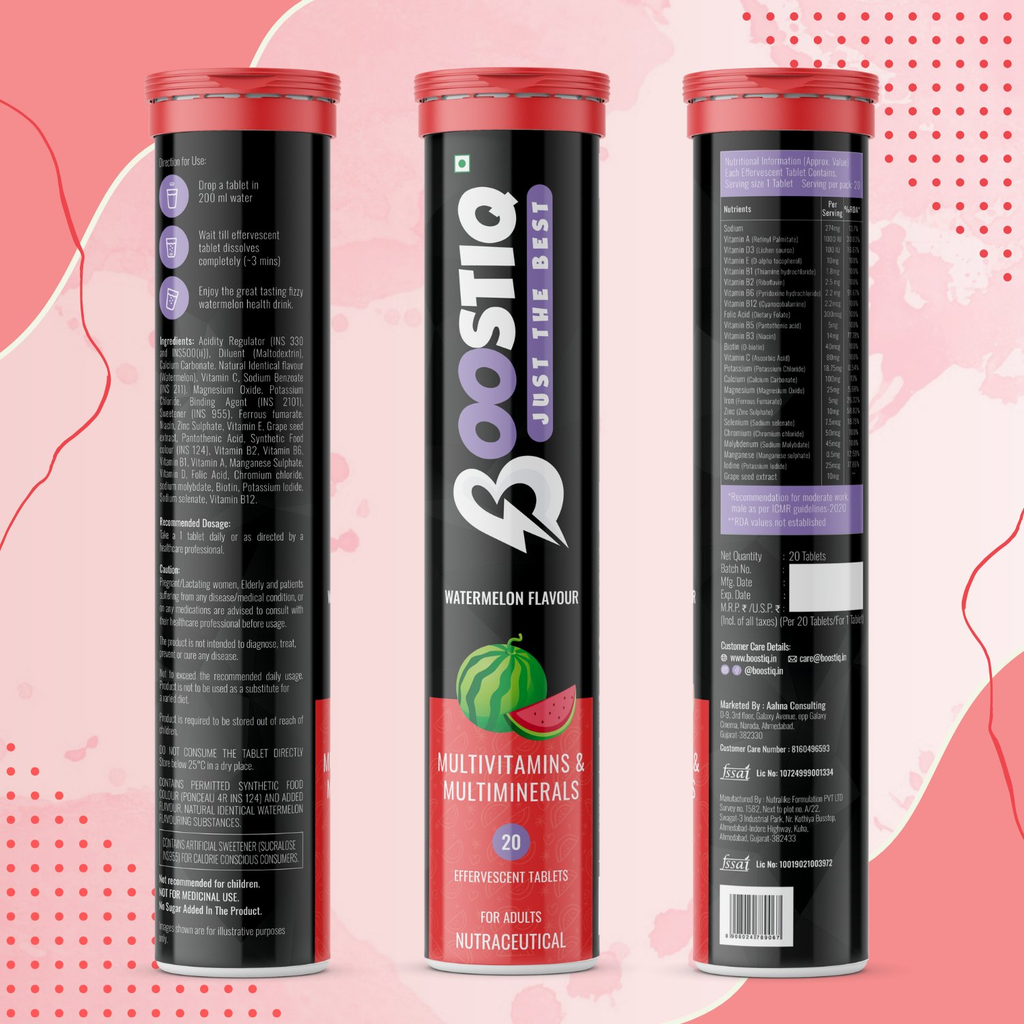 BOOSTIQ Multivitamin EEffervescent Tablets - Watermelon Flavour