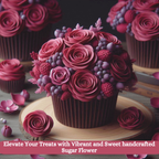sugar roses for cake cupcake decoration burgundy 120 gms