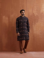 trueBrowns Men's Black Printed Kurta