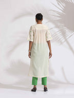 trueBrowns Off-White Cotton Floral Embroidered Straight Kurta Set - Distacart