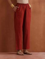trueBrowns Rust Metallic Straight Kurta Set - Distacart