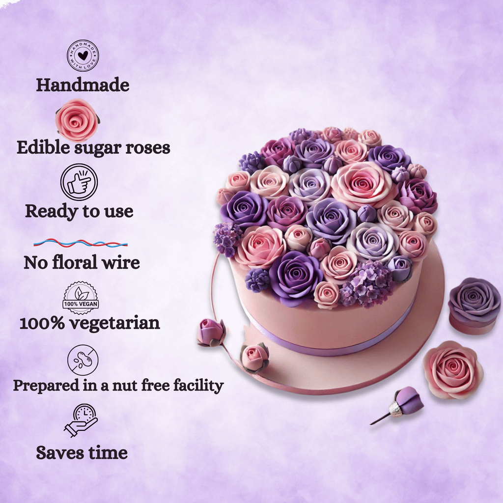 confect sugar roses topper sugar roses for cake decorations cupcakes doughnut edible toppers ombre 4 pack of 12