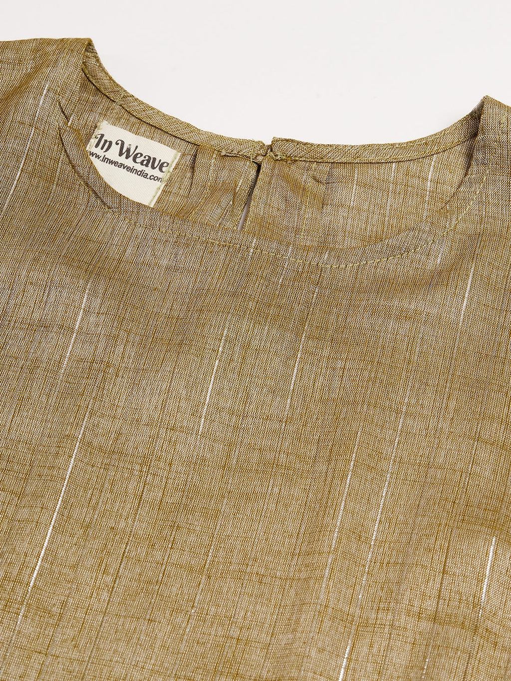 InWeave Women's Olive Lurex Short Pallazo Kurta Set