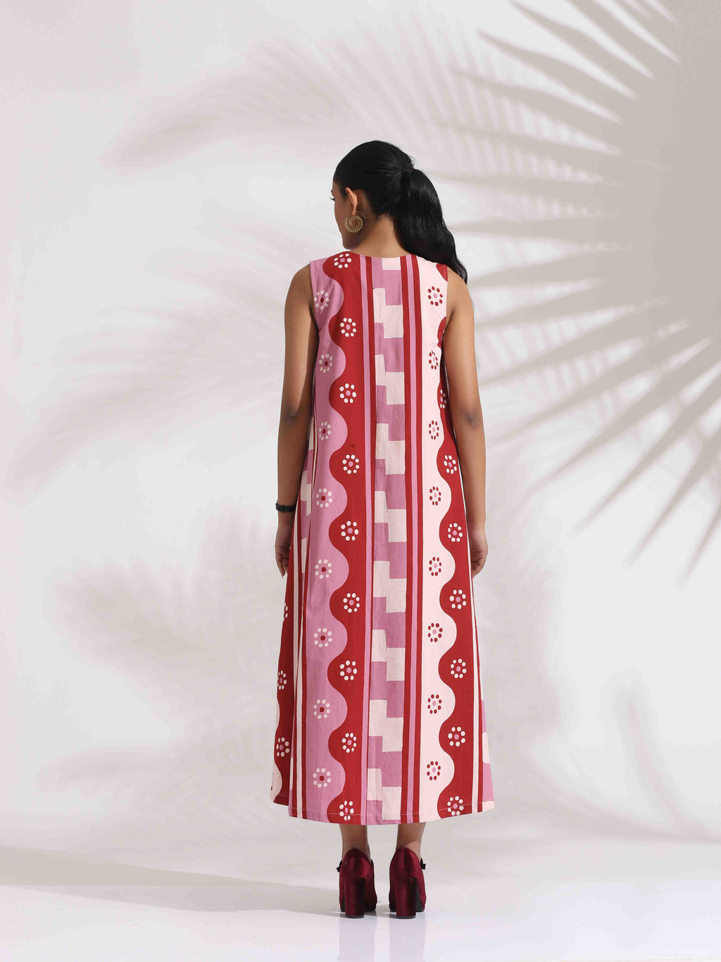 trueBrowns Pink Cotton Abstract Print Dress - Distacart