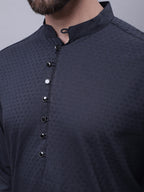 Even Apparels Black Pure Cotton Kurta With Band Collar - Distacart