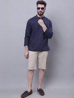 Even Apparels Blue Pure Cotton Short Kurta With Band Collar - Distacart