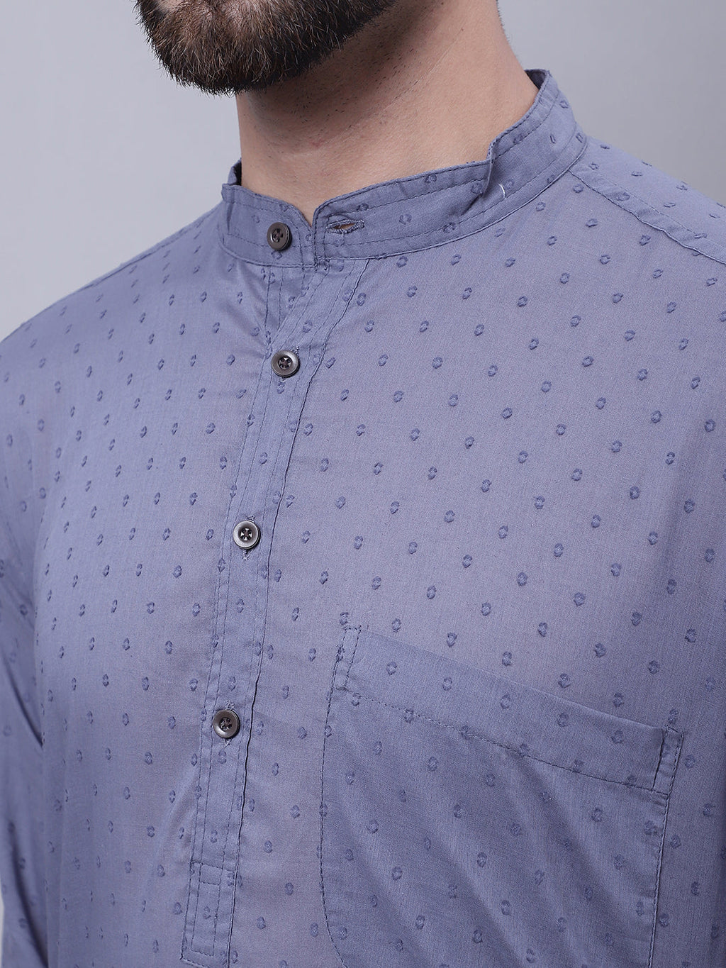 Even Apparels Grey Pure Cotton Kurta With Band Collar - Distacart