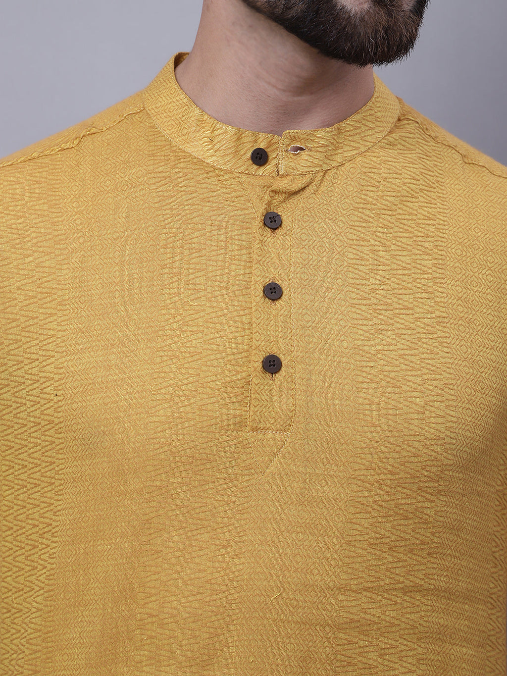 Even Apparels Yellow Pure Cotton Short Sleeves Kurta With Band Collar - Distacart