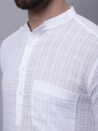 Even Apparels White Pure Cotton Short Sleeves Kurta With Band Collar - Distacart