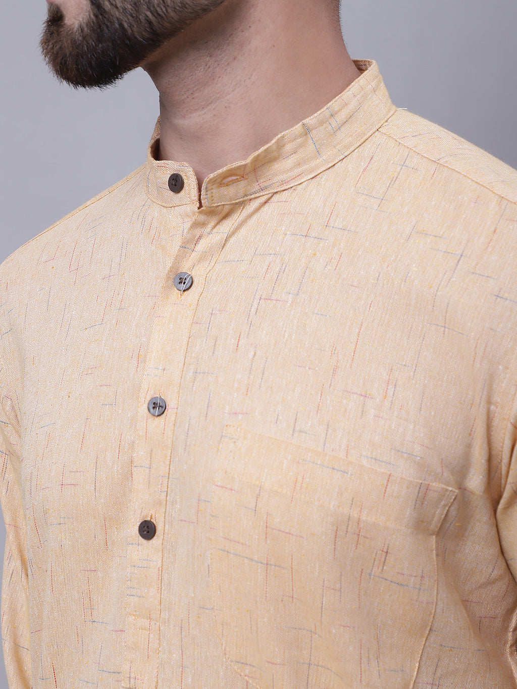 Even Apparels Yellow Pure Cotton Kurta With Band Collar - Distacart
