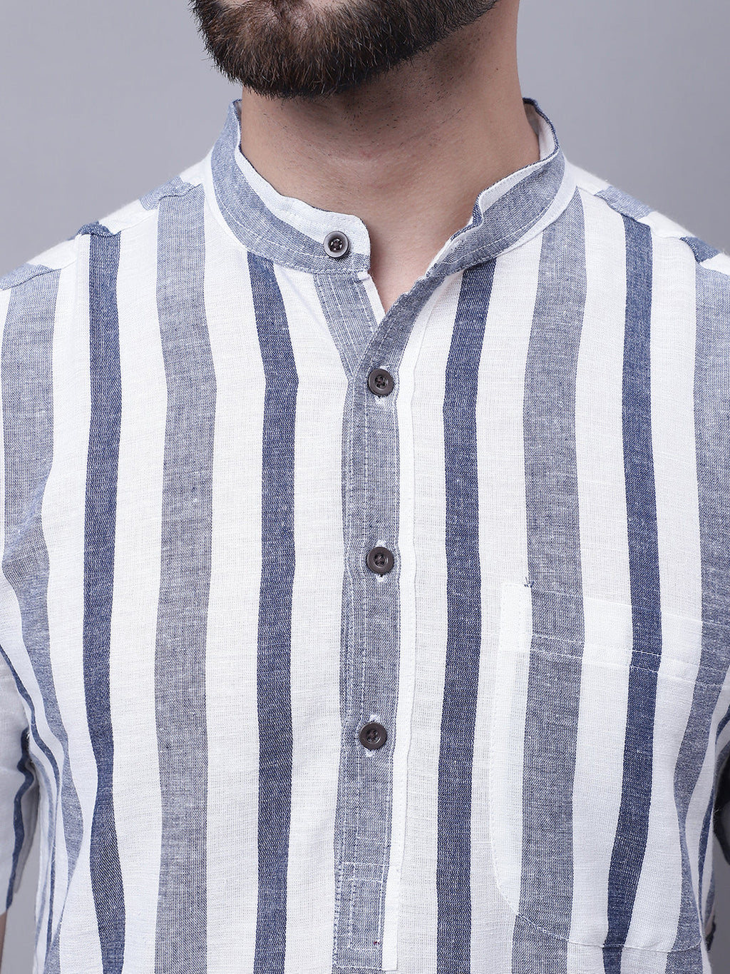 Even Apparels Grey Pure Cotton Short Sleeves Kurta With Band Collar - Distacart
