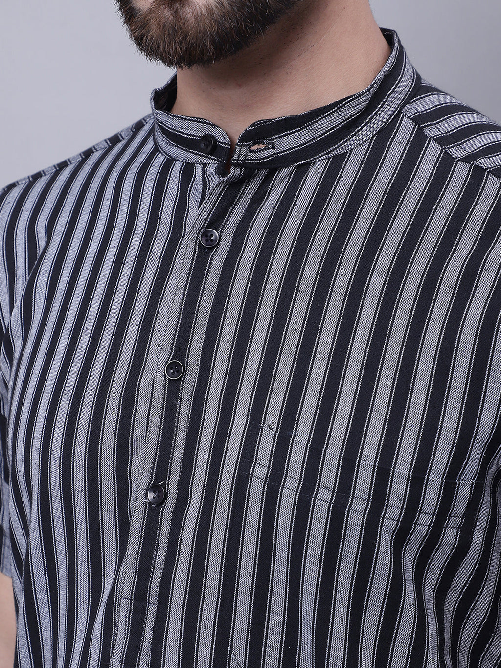 Even Apparels Multi Pure Cotton Short Sleeves Kurta With Band Collar - Distacart