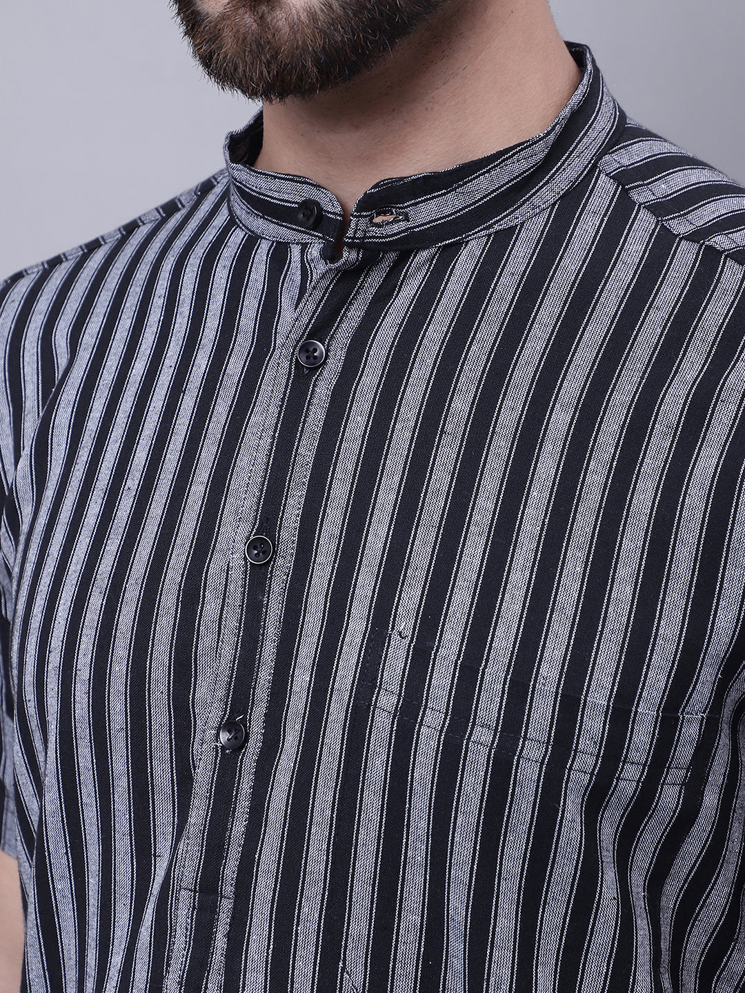 Even Apparels Multi Pure Cotton Short Sleeves Kurta With Band Collar - Distacart