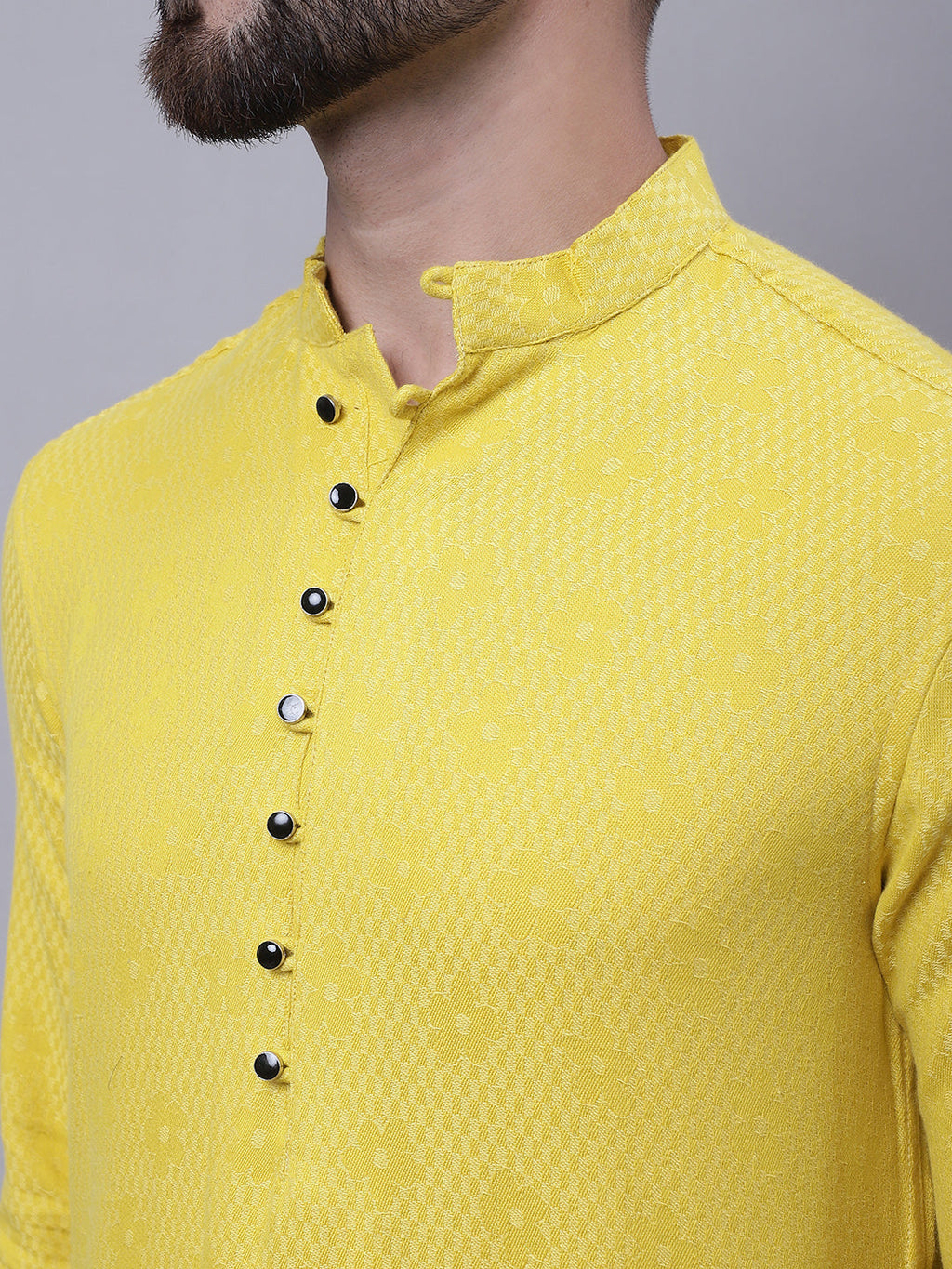 Even Apparels Yellow Pure Cotton Kurta With Band Collar - Distacart