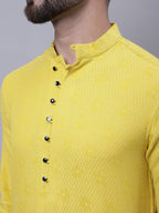 Even Apparels Yellow Pure Cotton Kurta With Band Collar - Distacart