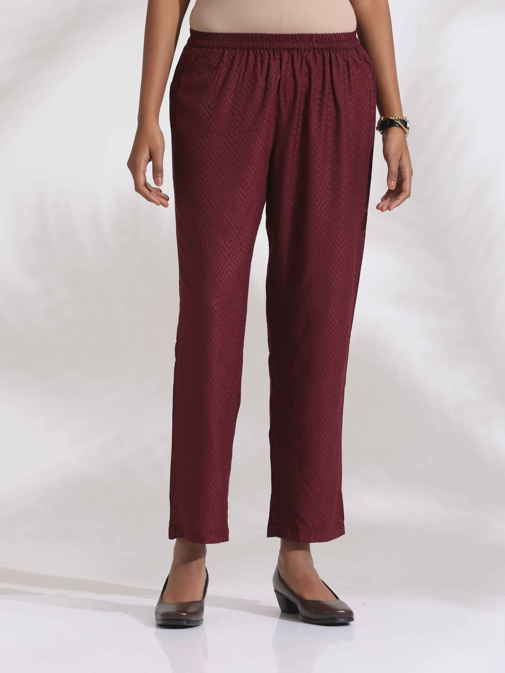 trueBrowns Maroon Dobby Kurta Set - Distacart