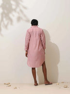 trueBrowns Pink Cotton Linen Dress - Distacart