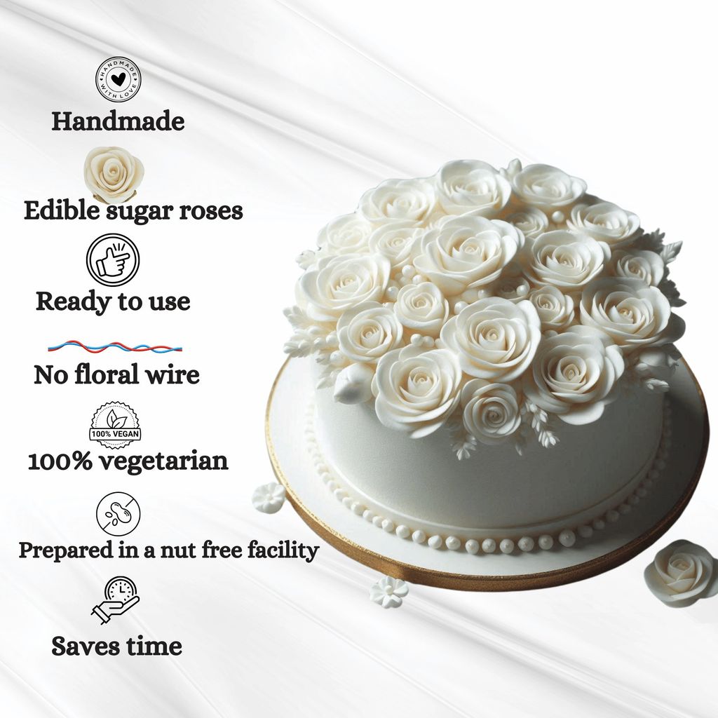 sugar flowers for cake cupcake decoration white 120 gms