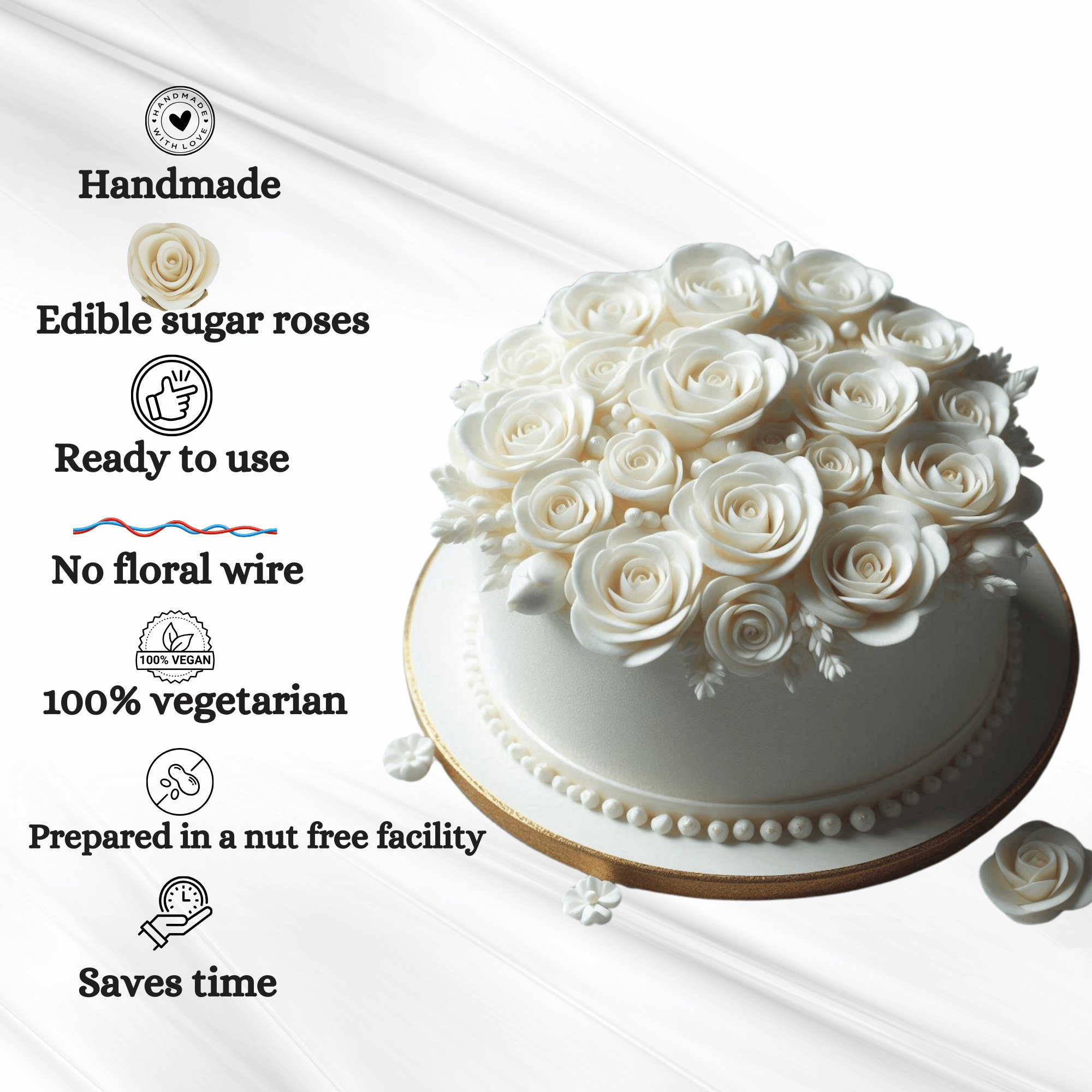 sugar flowers for cake cupcake decoration white 120 gms