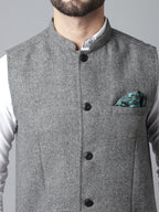 Even Apparels Men's Grey Pure Wool Nehru Jacket