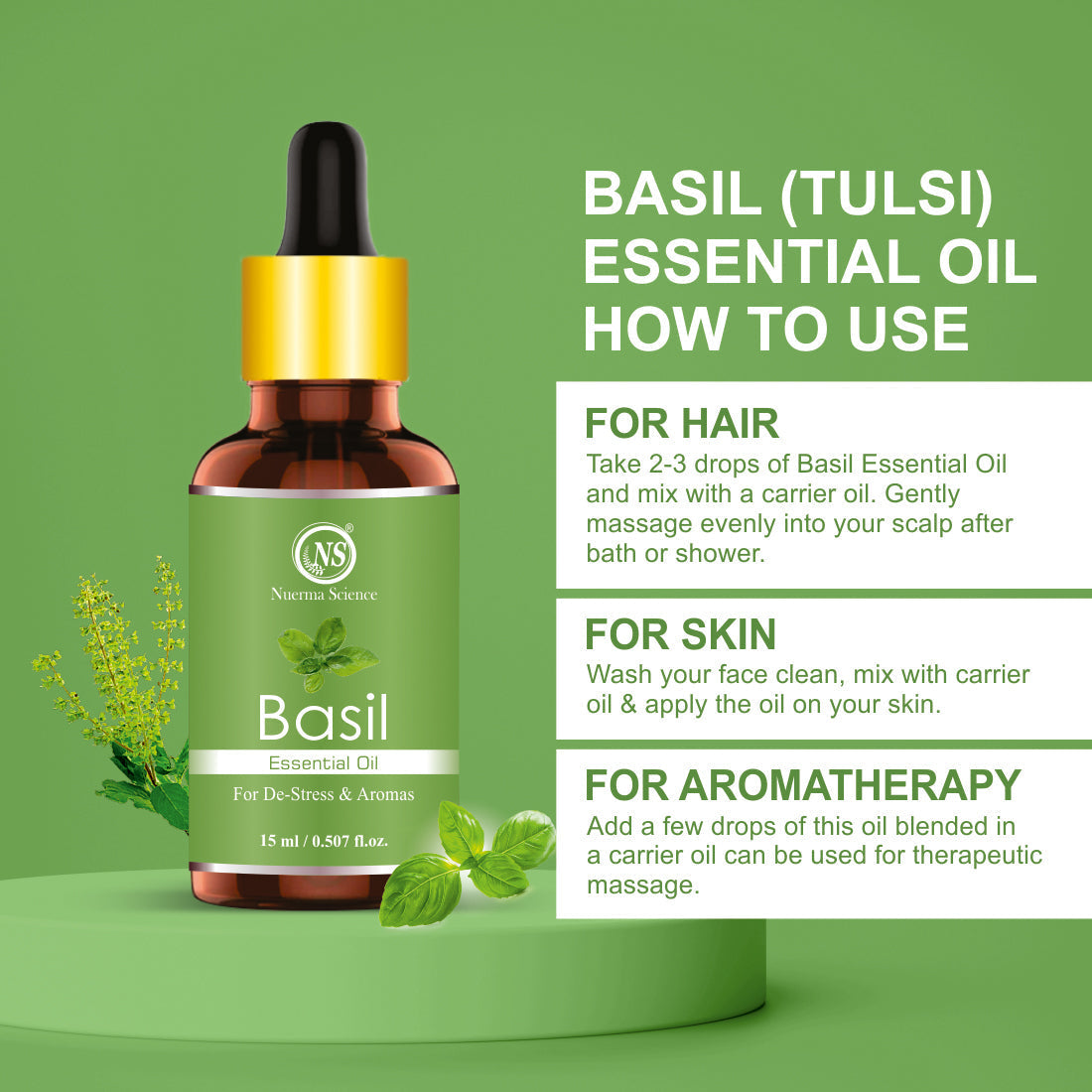 Nuerma Science Basil Essential Oil For Skin & Hair