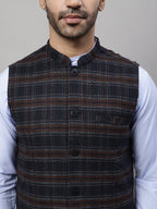 Even Apparels Men's Black Nehru Jacket With Welt Pockets