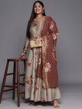 Ahalyaa Plus Size Round Neck Maxi Ethnic Dress With Dupatta - Distacart