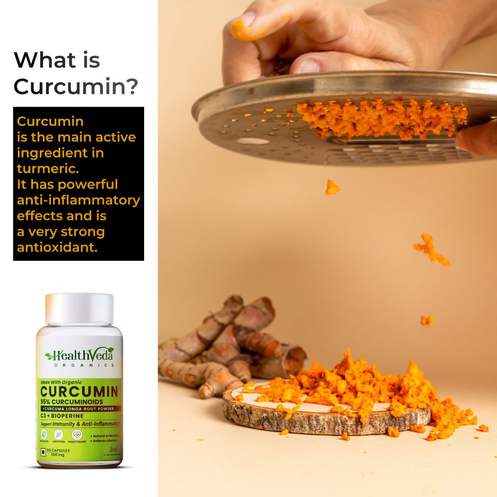 Health Veda Organics Curcumin C3 + Bioperine Capsules - Distacart