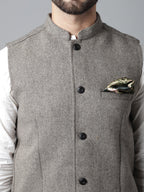 Even Apparels Men's Cream Pure Wool Nehru Jacket