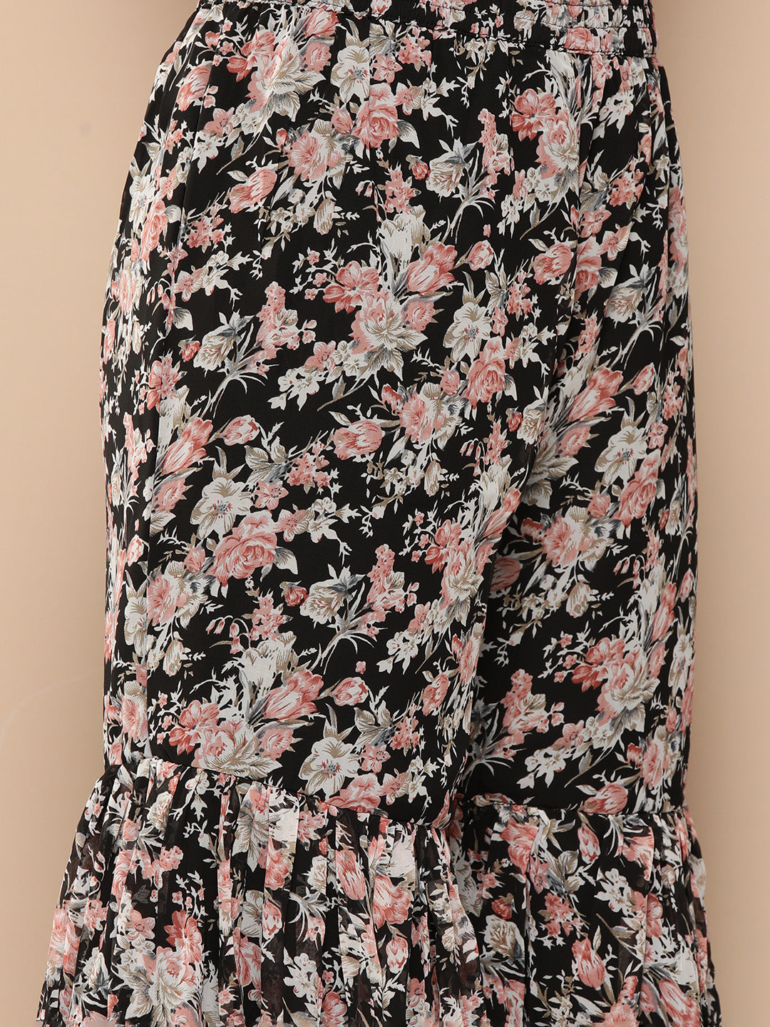 KSUT (House of Varanga) Black Printed Anarkali Kurta Paired With Sharara And Plain Tonal Dupatta