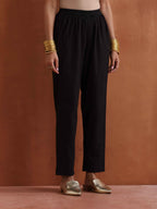 trueBrowns Black Metallic High Slit Kurta Set - Distacart