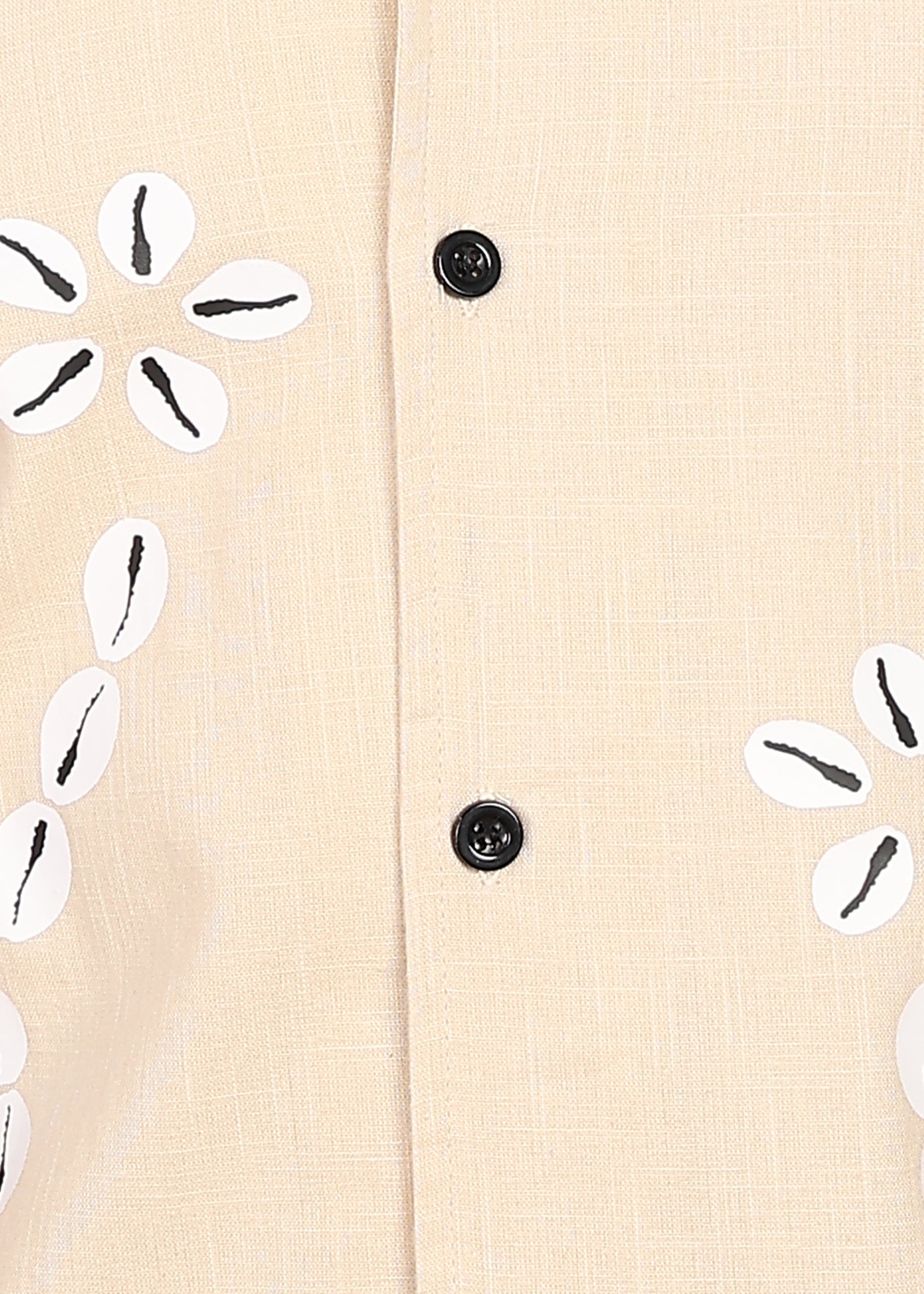 Fabmade Men’S Beige Linen Embroidered Resort Shirt