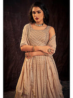 Myra Peach Real Georgette Designer Gown Style Suit - Distacart