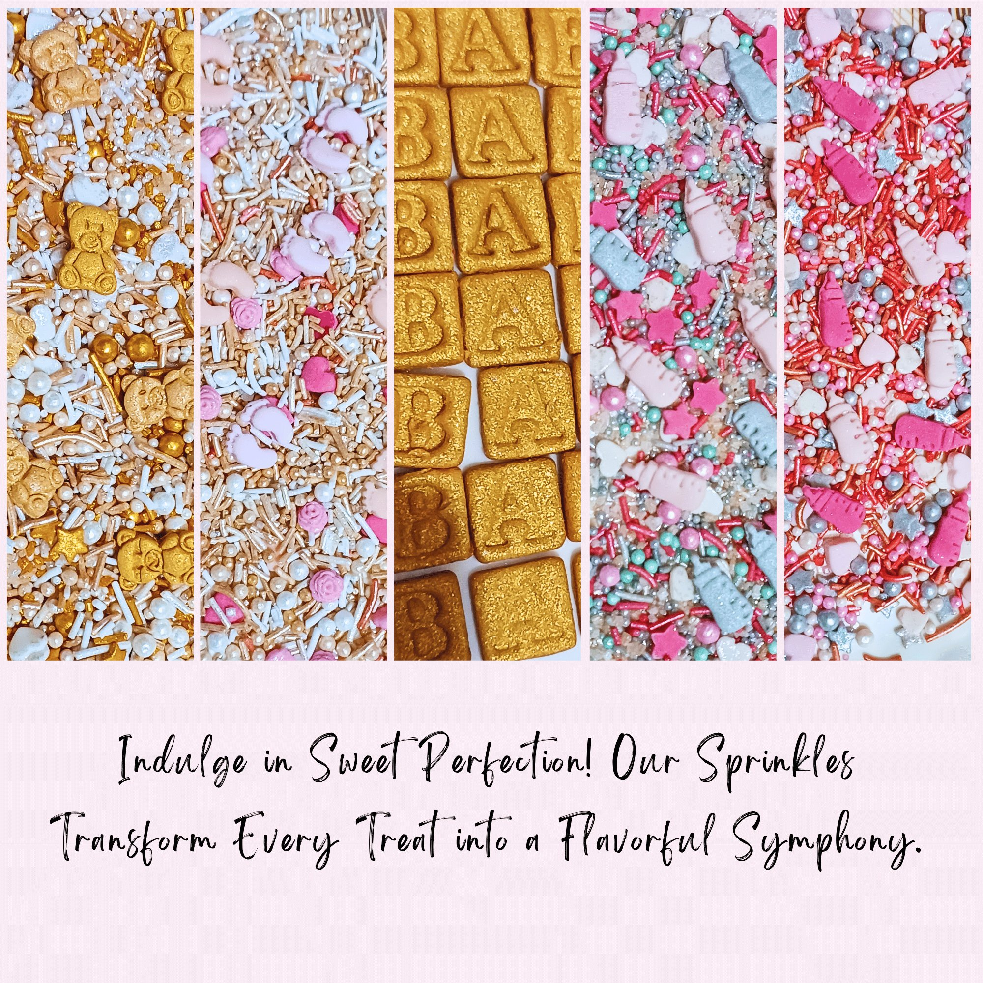 confect girls baby shower sprinkles edible sprinkles mix silver gold blush pink sprinkles pack of 5 baby shower 21